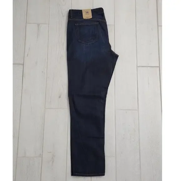 Lands End Men's Canvas Jeans Size 34x32 Slim Leg Stretch Dark Denim Blue - Picture 9 of 11